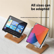 J27 Desktop Foldable Rotating Wooden Base Tablets Laptops Metal Cooling Holder(Grey)