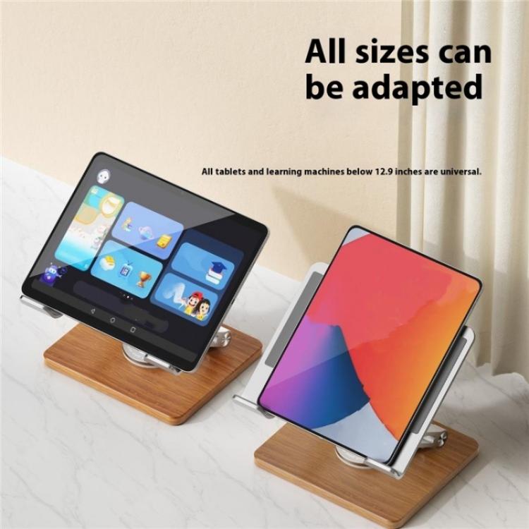 J27 Desktop Foldable Rotating Wooden Base Tablets Laptops Metal Cooling Holder(Grey)
