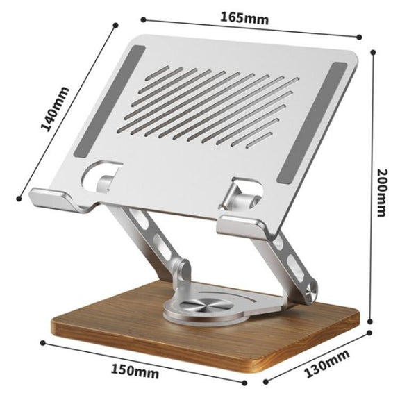 J27 Desktop Foldable Rotating Wooden Base Tablets Laptops Metal Cooling Holder(Grey)