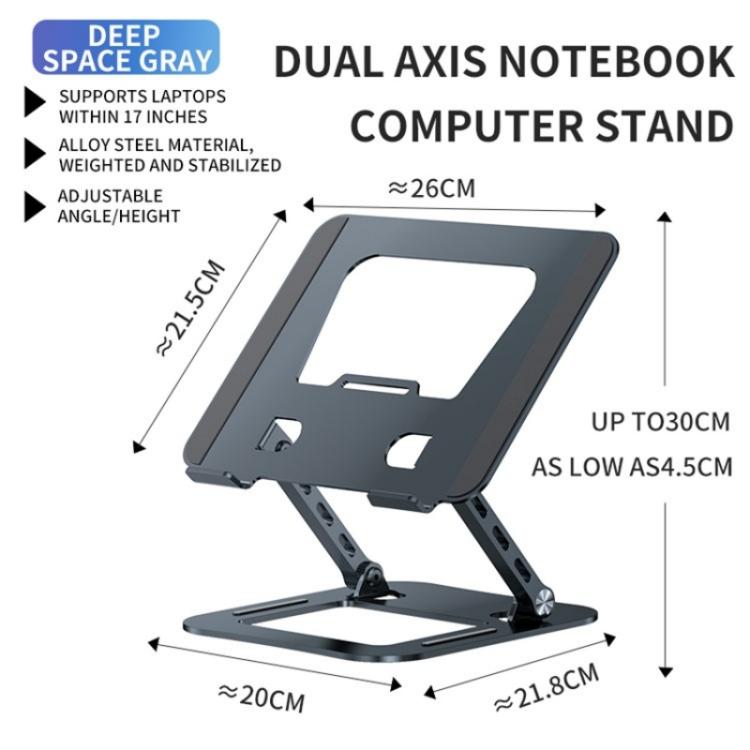 J30 Portable Desktop Adjustable Foldable Alloy Steel Laptop Cooling Stand(Grey)