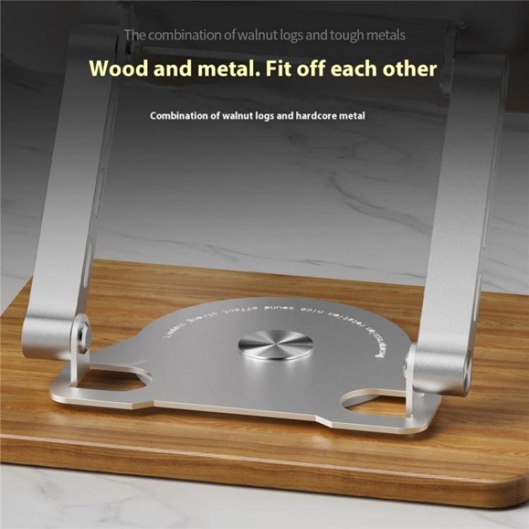 J31 Foldable 360-Degree Rotating Laptop Metal Wood Cooling Stand(Grey)