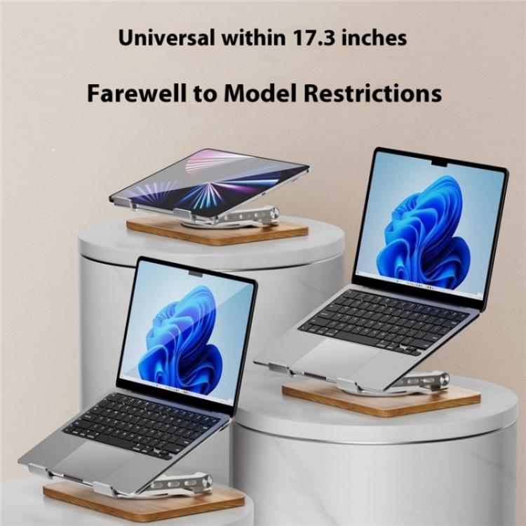 J31 Foldable 360-Degree Rotating Laptop Metal Wood Cooling Stand(Grey)