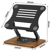J31 Foldable 360-Degree Rotating Laptop Metal Wood Cooling Stand(Grey)