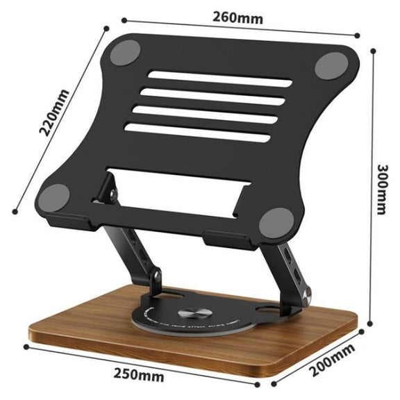 J31 Foldable 360-Degree Rotating Laptop Metal Wood Cooling Stand(Grey)
