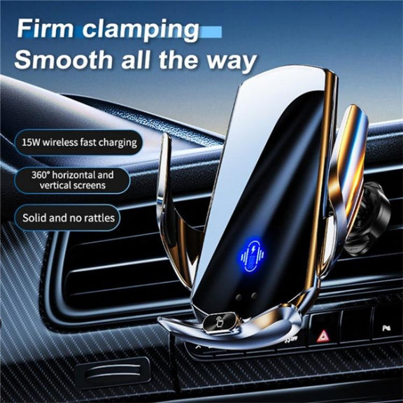 Q15 Car Vehicle Navigation Phone Holder Car Air Vent Mount Magnetic Wireless Charging Stand(Black)