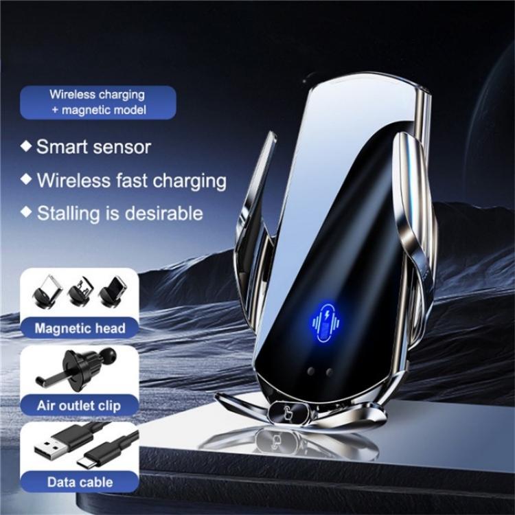 Q15 Car Vehicle Navigation Phone Holder Car Air Vent Mount Magnetic Wireless Charging Stand(Black)