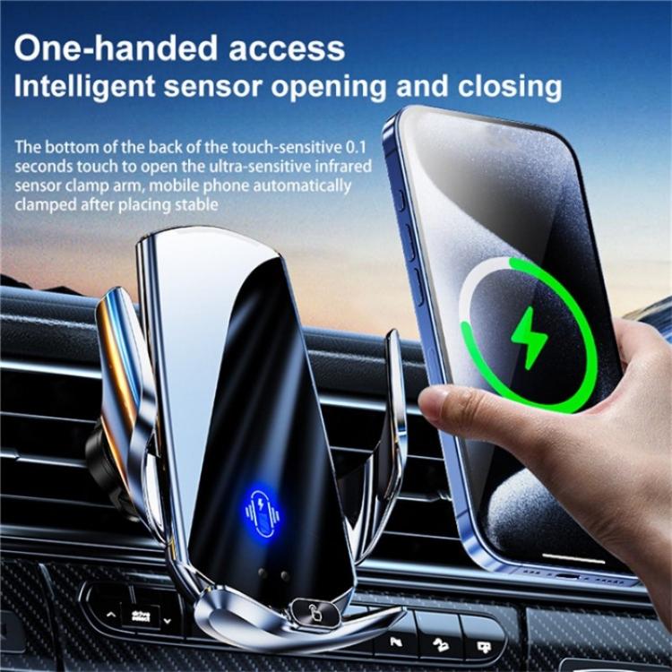 Q15 Car Vehicle Navigation Phone Holder Car Air Vent Mount Magnetic Wireless Charging Stand(Silver)