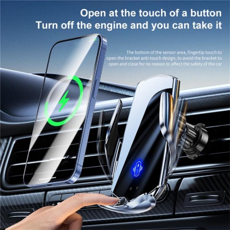 Q15 Car Vehicle Navigation Phone Holder Car Air Vent Mount Magnetic Wireless Charging Stand(Silver)