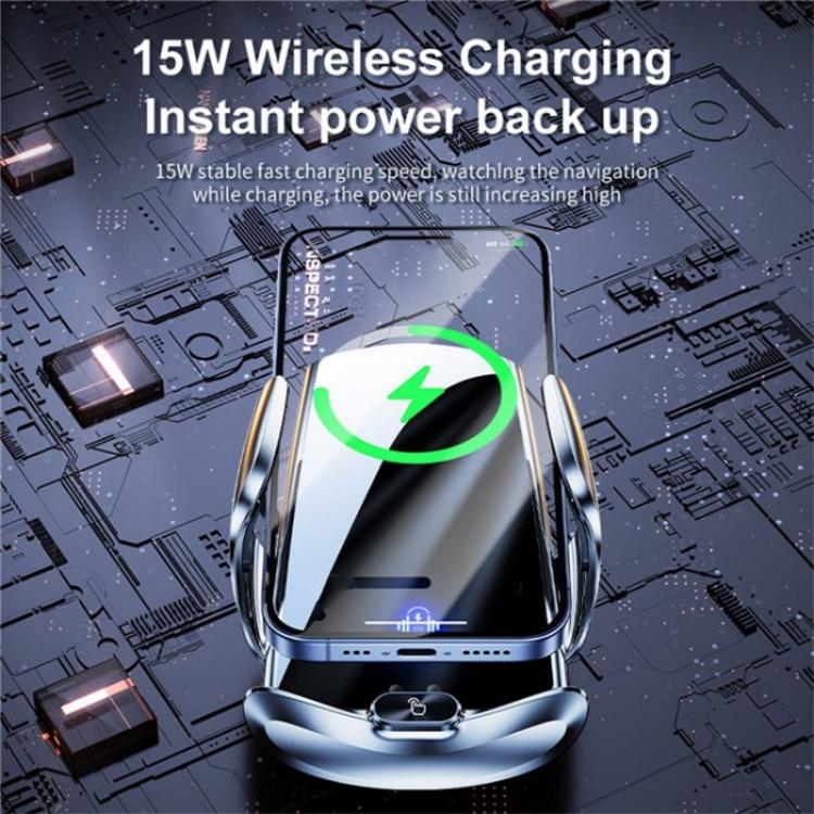 Q15 Car Vehicle Navigation Phone Holder Car Air Vent Mount Magnetic Wireless Charging Stand(Silver)