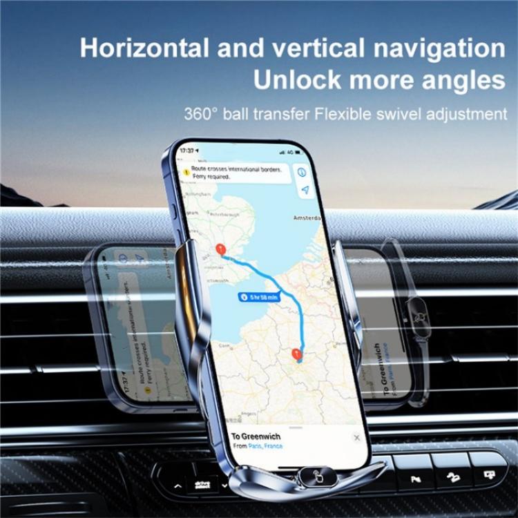 Q15 Car Vehicle Navigation Phone Holder Car Air Vent Mount Magnetic Wireless Charging Stand(Silver)