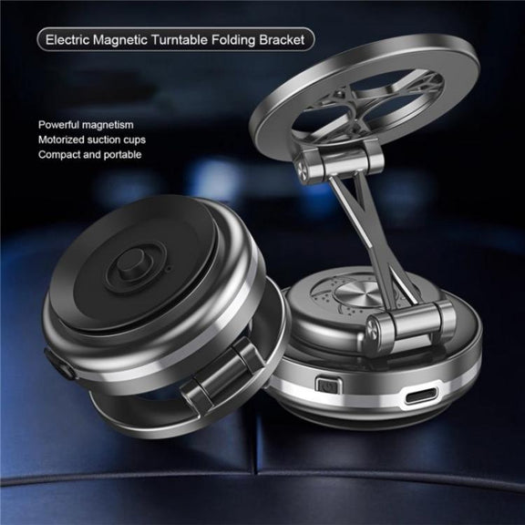 C6 Adjustable Folding Rotating Car Stand Vacuum Suction Cup Magnetic Phone Holder(Grey)