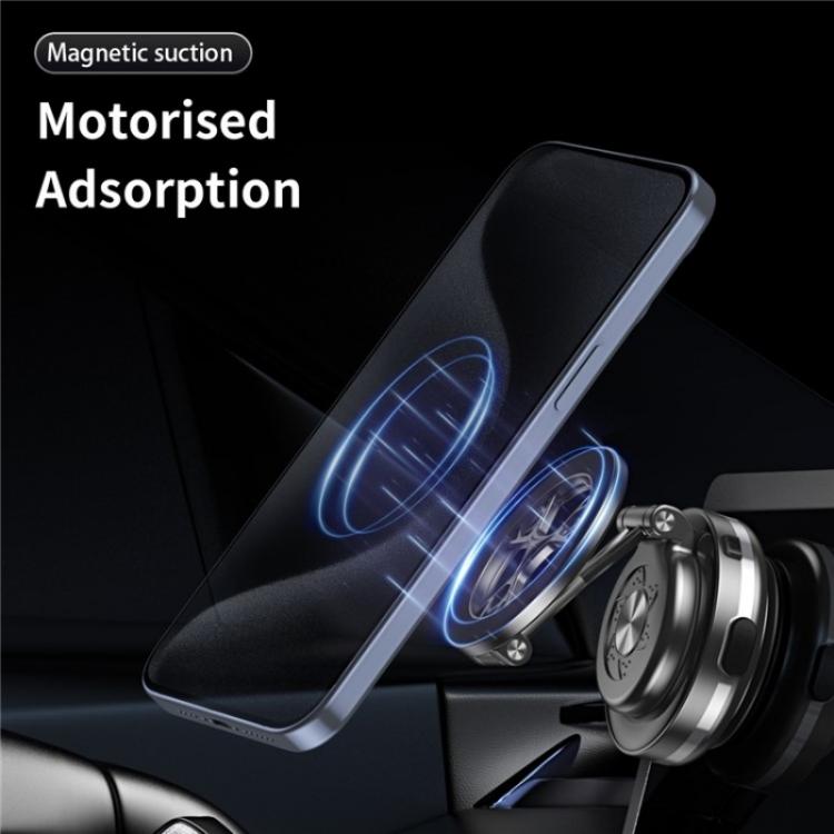 C6 Adjustable Folding Rotating Car Stand Vacuum Suction Cup Magnetic Phone Holder(Grey)
