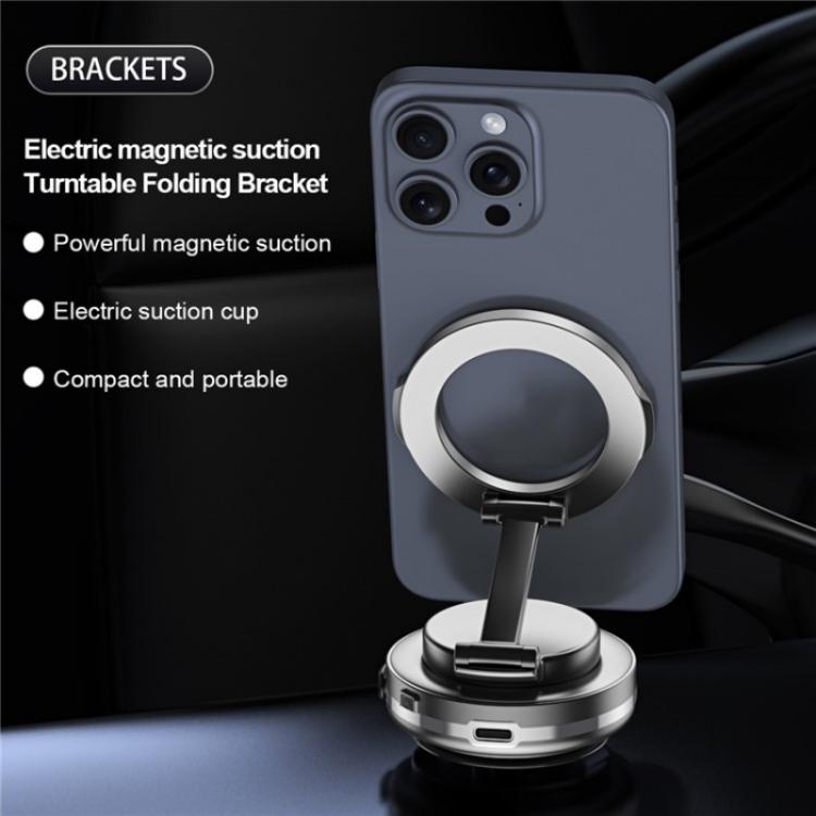 C7 Multifunctional Magnetic Phone Holder Rotatable Folding Auto Vacuum Suction Cup Phone Holder(Silver)