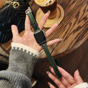 For Apple Watch 46mm / 49mm / 45mm / 44mm Heart-Shaped Embossed Leather Watch Band(Forest Green)