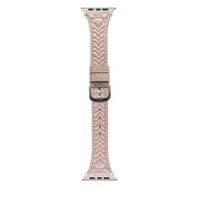 For Apple Watch 46mm / 49mm / 45mm / 44mm Heart-Shaped Embossed Leather Watch Band(Girly Pink)