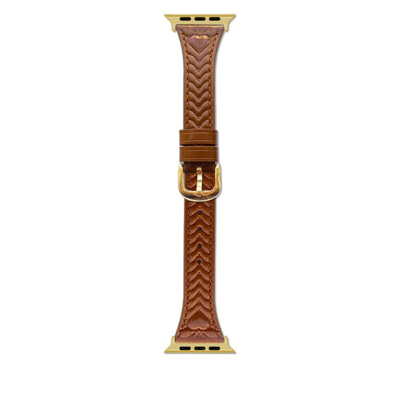 For Apple Watch 46mm / 49mm / 45mm / 44mm Heart-Shaped Embossed Leather Watch Band(Brown)