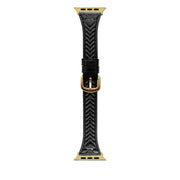 For Apple Watch 42mm / 41mm / 40mm / 38mm Heart-Shaped Embossed Leather Watch Band(Black)