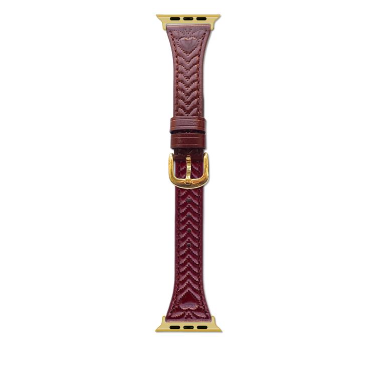 For Apple Watch 42mm / 41mm / 40mm / 38mm Heart-Shaped Embossed Leather Watch Band(Wine Red)