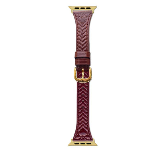 For Apple Watch 42mm / 41mm / 40mm / 38mm Heart-Shaped Embossed Leather Watch Band(Wine Red)