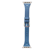 For Apple Watch 42mm / 41mm / 40mm / 38mm Heart-Shaped Embossed Leather Watch Band(Chrysanthemum Blue)