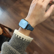 For Apple Watch 42mm / 41mm / 40mm / 38mm Heart-Shaped Embossed Leather Watch Band(Chrysanthemum Blue)