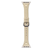 For Apple Watch 42mm / 41mm / 40mm / 38mm Heart-Shaped Embossed Leather Watch Band(Apricot)
