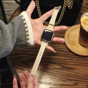 For Apple Watch 42mm / 41mm / 40mm / 38mm Heart-Shaped Embossed Leather Watch Band(Apricot)