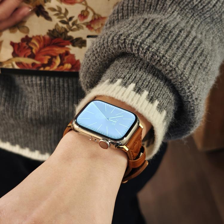 For Apple Watch 42mm / 41mm / 40mm / 38mm Heart-Shaped Embossed Leather Watch Band(Black)