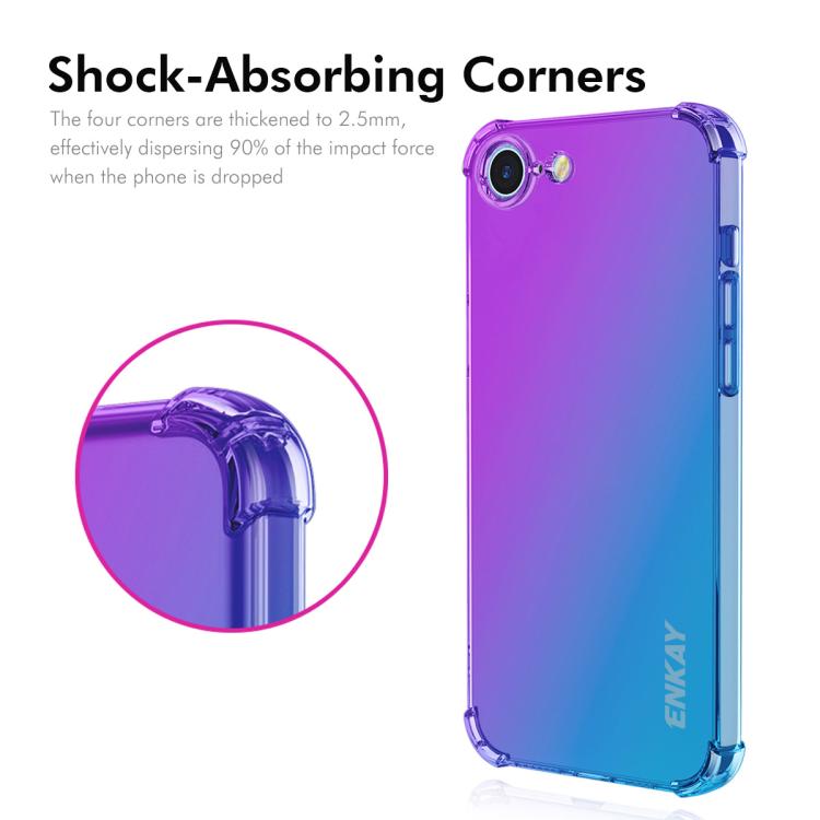 For iPhone 16e ENKAY Hat-Prince Gradient Airbag TPU Phone Case(Purple Blue)