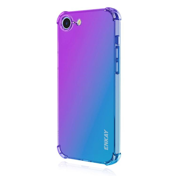 For iPhone 16e ENKAY Hat-Prince Gradient Airbag TPU Phone Case(Purple Blue)