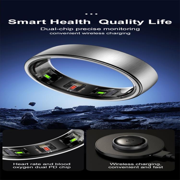 R10 SIZE 8 Smart Ring, Support Heart Rate / Blood Oxygen / Sleep / Multiple Sports Modes(Black)