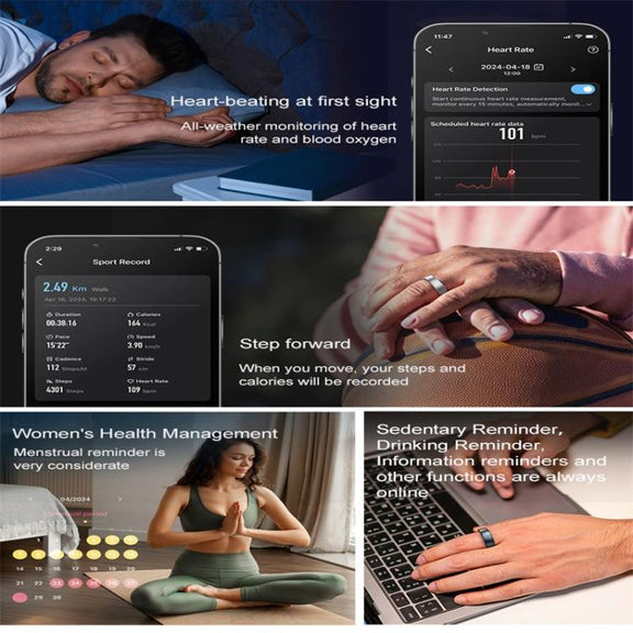 R10 SIZE 9 Smart Ring, Support Heart Rate / Blood Oxygen / Sleep / Multiple Sports Modes(Black)