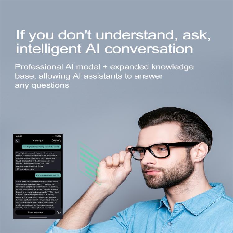 W100 Smart Glasses, Support AI Conversation / AI Intelligent Translation / Bluetooth Call(Black)