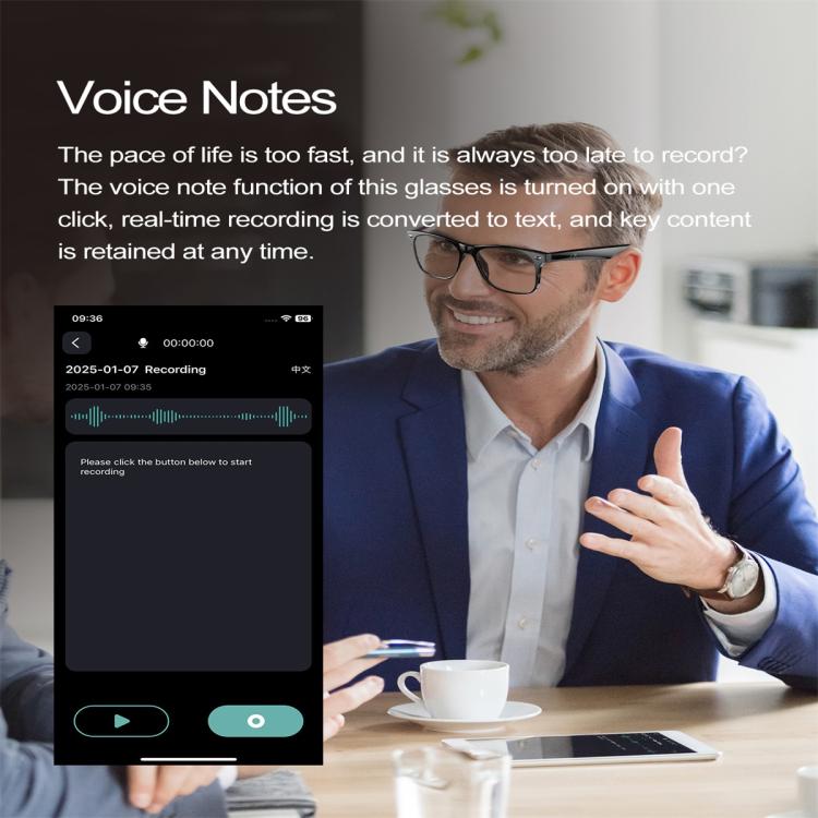 W100 Smart Glasses, Support AI Conversation / AI Intelligent Translation / Bluetooth Call(Black)