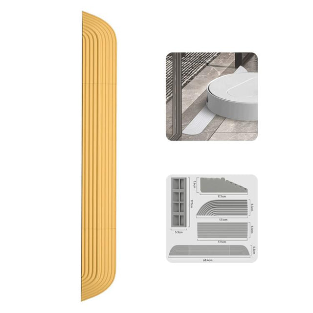 JUNSUNMAY For Ecovacs / iRobot / Mijia / Dreame Sweeping Robot Universal Silicone Threshold Bars Ramp Mat(Yellow)