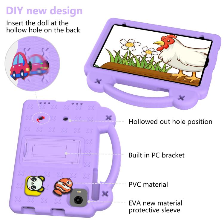 For Alldocube iPlay 60 Mini Pro Handle Kickstand Children EVA Shockproof Tablet Case(Light Purple)