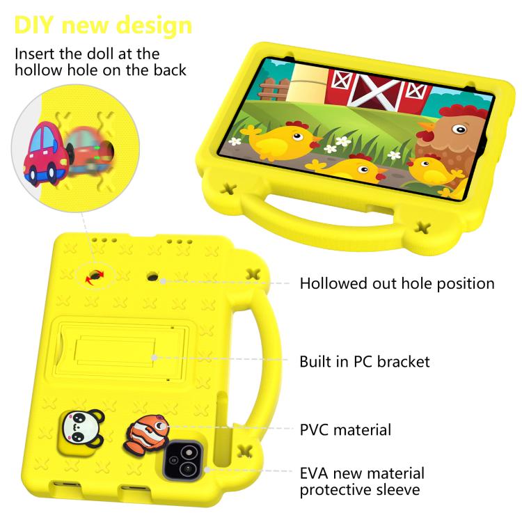 For NEC Lavie Tab T11 T1155 2024 Handle Kickstand Children EVA Shockproof Tablet Case(Yellow)