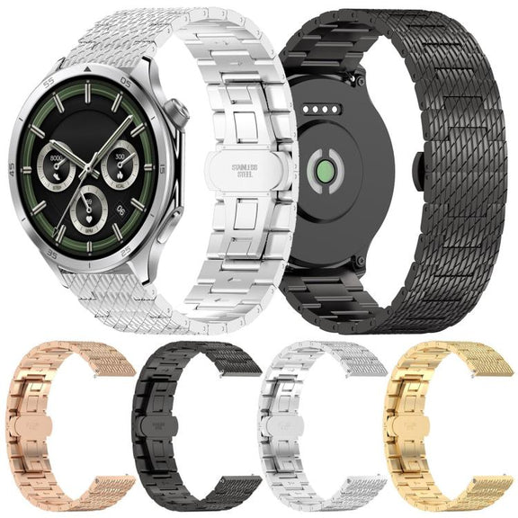 For OPPO Watch X2 Twill Texture Stainless Steel Metal Watch Band(Gold)