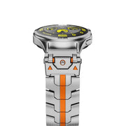 22mm Stainless Steel Safety Buckle Metal Watch Band(Silver Orange)