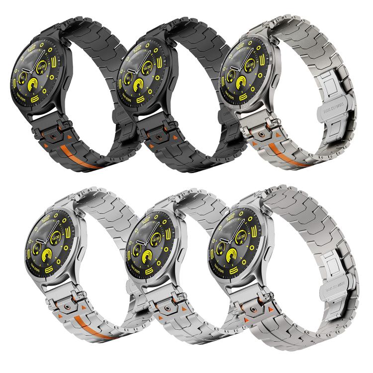 22mm Stainless Steel Butterfly Buckle Metal Watch Band(Silver)
