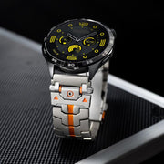 22mm Stainless Steel Butterfly Buckle Metal Watch Band(Silver Orange)