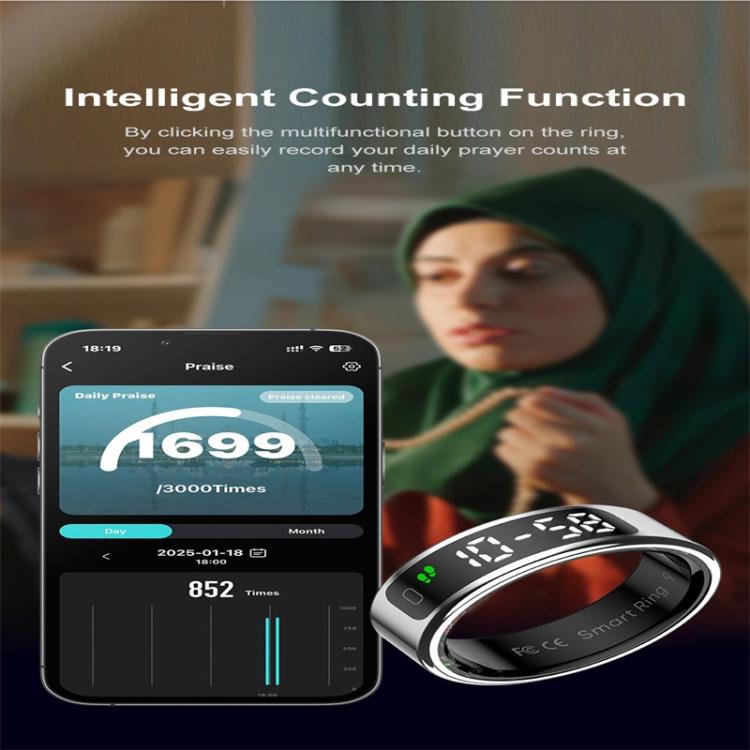 R11 SIZE 9 Smart Ring, Support Heart Rate / Blood Oxygen / Sleep / Multiple Sports Modes(Black)
