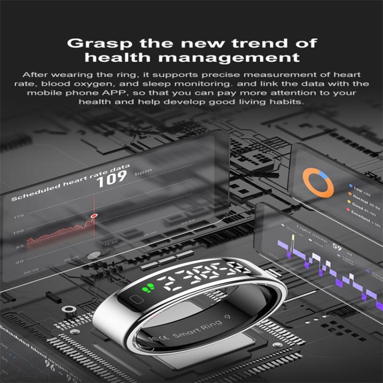 R11 SIZE 10 Smart Ring, Support Heart Rate / Blood Oxygen / Sleep / Multiple Sports Modes(Silver)