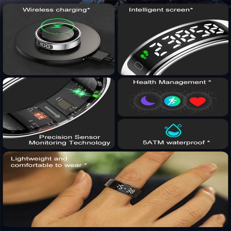 R11 SIZE 11 Smart Ring, Support Heart Rate / Blood Oxygen / Sleep / Multiple Sports Modes(Black)