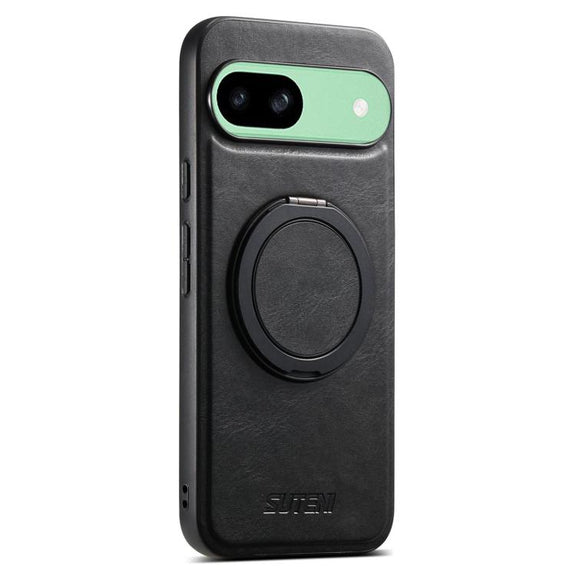For Google Pixel 8a Suteni G3 Suteni G3 Oil Wax 360 Rotation Holder MagSafe Back Phone Case(Black)