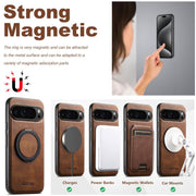 For Google Pixel 7a Suteni G3 Oil Wax 360 Rotation Holder MagSafe Back Phone Case(Brown)