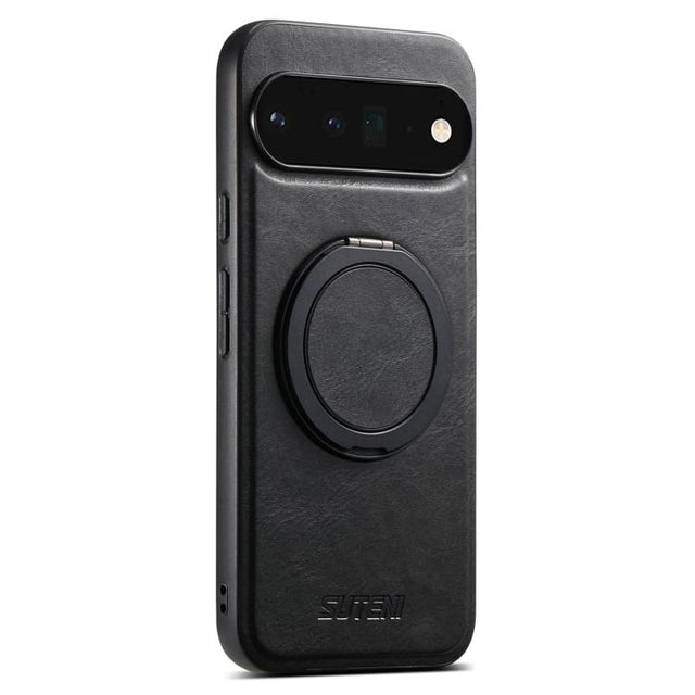 For Google Pixel 6 Pro Suteni G3 Oil Wax 360 Rotation Holder MagSafe Back Phone Case(Black)