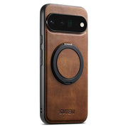 For Google Pixel 6 Pro Suteni G3 Oil Wax 360 Rotation Holder MagSafe Back Phone Case(Brown)