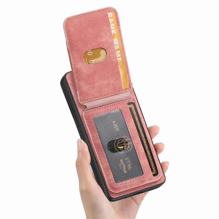For Google Pixel 9a Retro Splitable Magnetic Stand Card Bag Leather Phone Case(Pink)