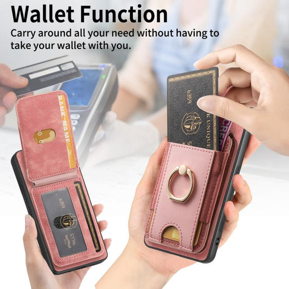 For Google Pixel 9a Retro Splitable Magnetic Stand Card Bag Leather Phone Case(Pink)